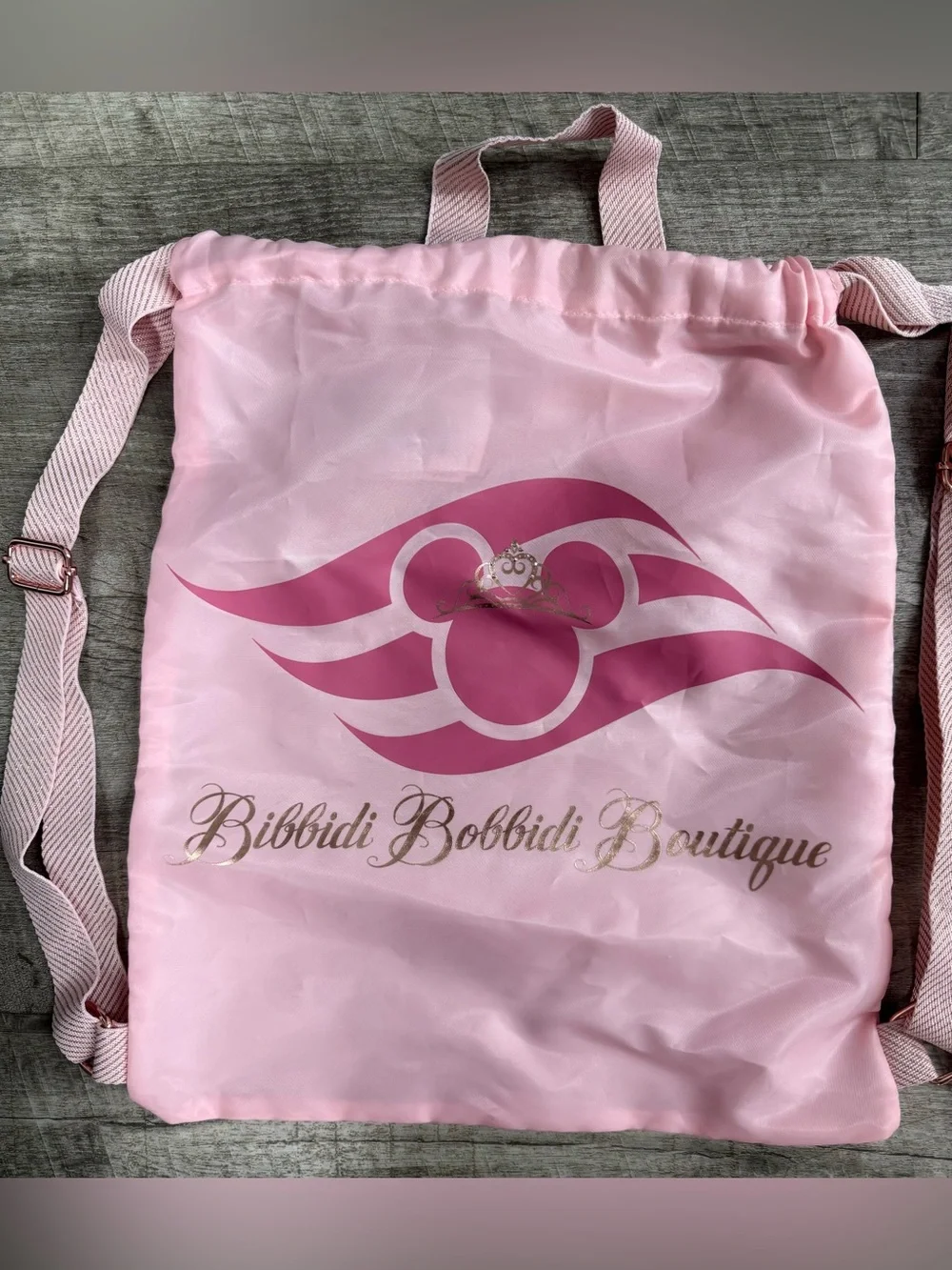 Set of 2 Bibbidi Bobbidi Boutique Disney Cruise  Drawstring Backpack Bag